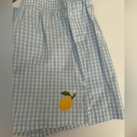 Light Blue Checkered Pajama Shorts - Picture 4 of 6